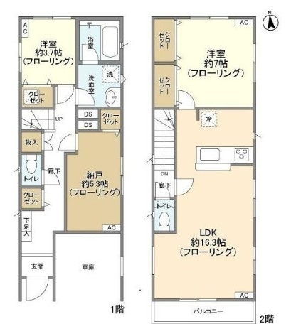 板橋区高島平１丁目の一戸建ての間取り