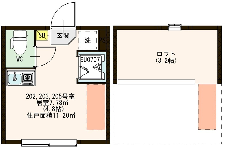杉並区上井草１丁目のアパートの間取り