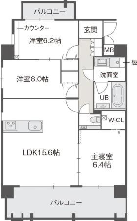 福岡市中央区鳥飼３丁目の賃貸マンションの間取り|間取り図