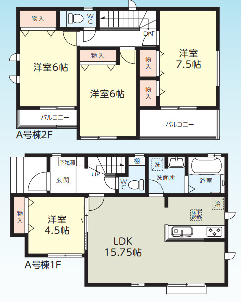 川越市南田島　新築戸建　ハートフルタウンの間取り