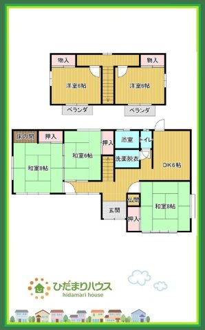 ひたちなか市大字金上　中古戸建の間取り|部屋数豊富な5DKの間取りです。お子様の一人部屋はもちろん、ご夫婦の趣味のお部屋も実現可能です！