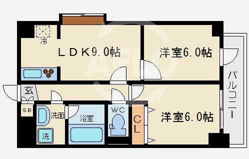 BGC難波タワーの間取り|ＢＧＣ難波タワー　使い勝手の良い2ＬＤＫタイプ