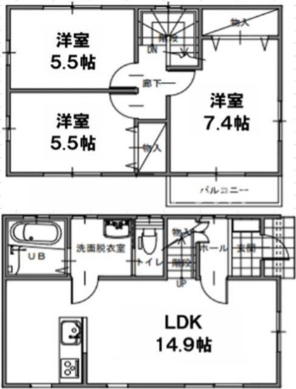 【間取り】 | グランソフィア黒浜　２