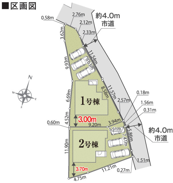 裾野市平松の新築一戸建の区画図|敷地内区画図 ２号棟です
