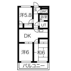 春日井市松河戸町４丁目の賃貸マンションの間取り