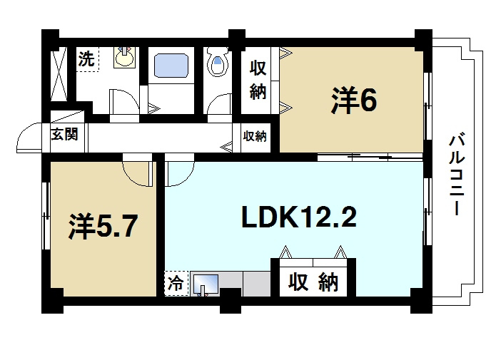 アメニティ前栽２号館の間取り|2LDKの間取りです