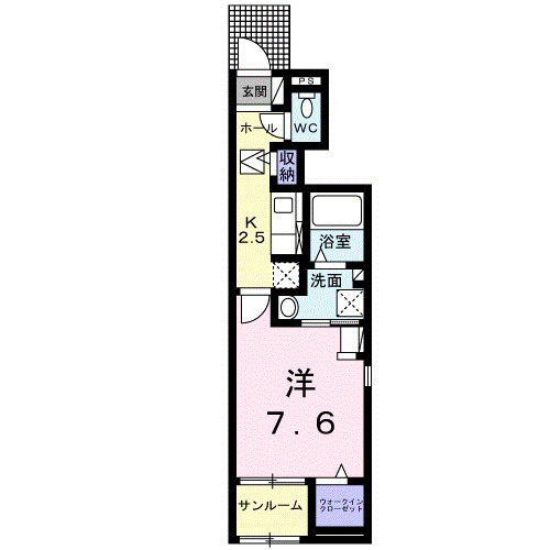 ソーレ　龍田　Ｂの間取り