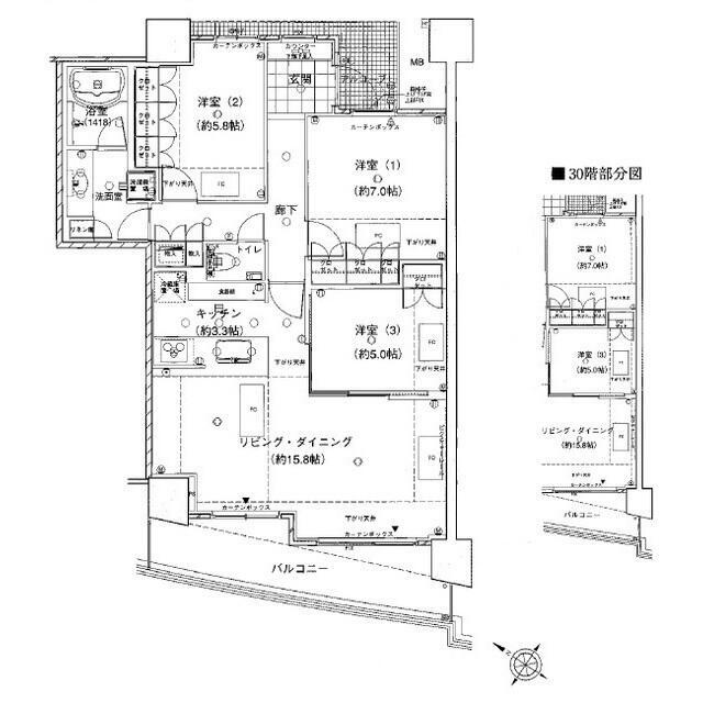 横浜市西区みなとみらい４丁目の賃貸マンションの間取り