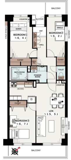 新狭山住宅Ａ棟　中古マンション　6階の間取り