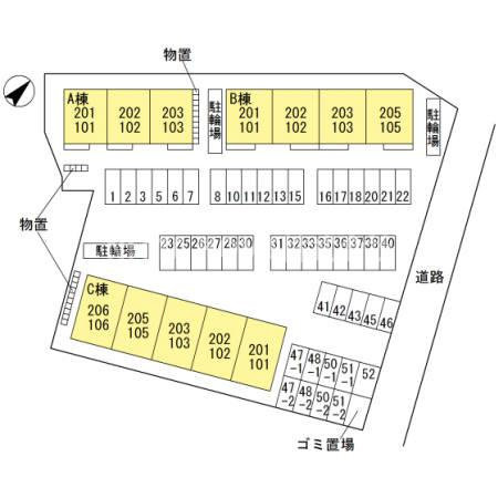 丹波篠山市大沢新のアパートの区画図