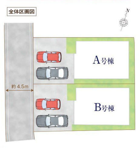 藤沢市善行坂1丁目　新築戸建　全2棟B号棟の区画図