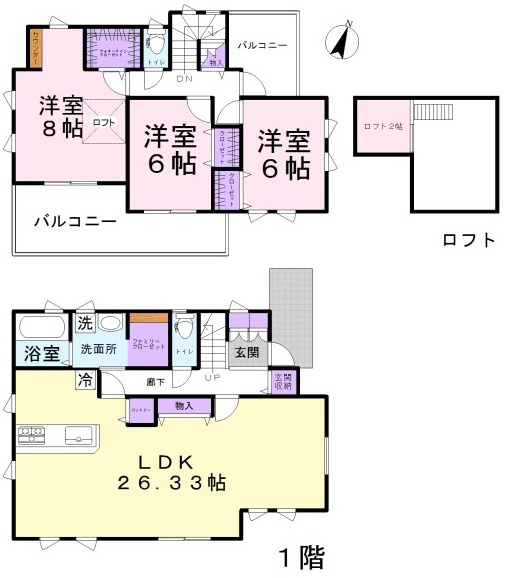 比企郡滑川町月の輪3丁目　中古戸建の間取り