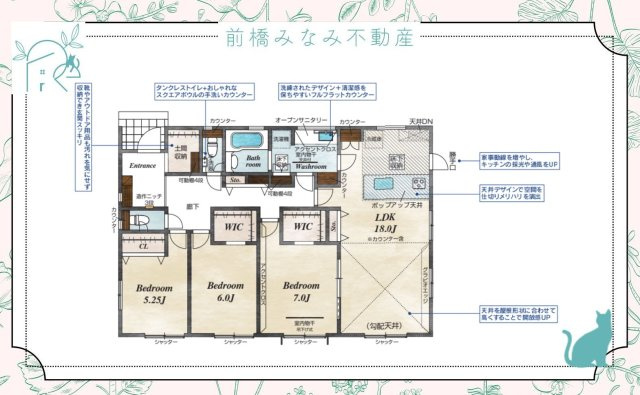 【新築平屋】高崎市中尾町　１号棟(全２棟)　ブルーミングガーデン　新築建売分譲の間取り