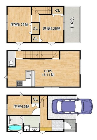 大領２丁目　新築一戸建の間取り|東向きにつき日当たり良好♪陽光たっぷり降りそそぐ明るいお住まいです。どのお部屋も、採光良好な風通しの良い快適な空間となっております！