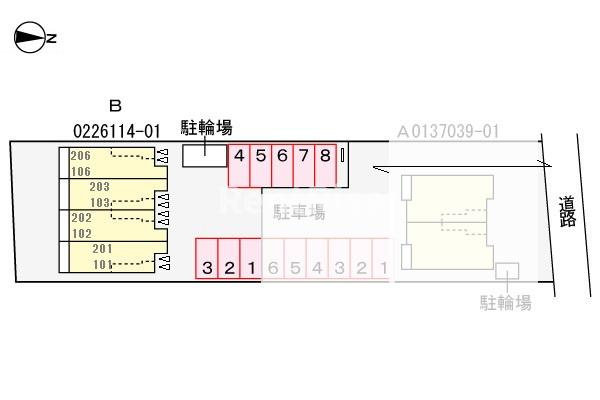 セコイアＢの区画図|駐車場