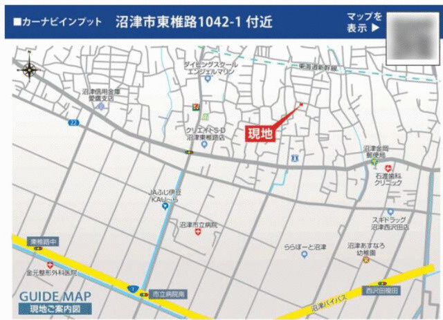 沼津市東椎路の新築一戸建の地図|現地案内図