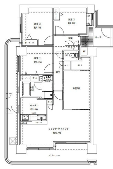 【間取り】 | パルコートフェルティなかもず（百舌鳥小学校）