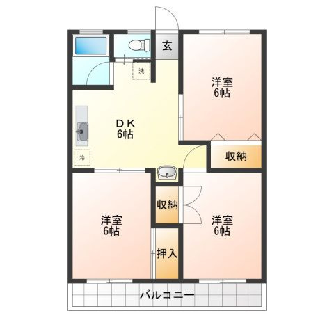 茶町ハイツの間取り
