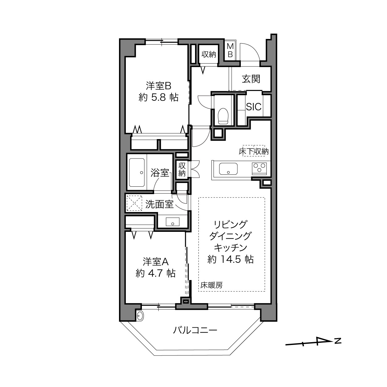藤和学芸大学ホームズⅡ（1階部分）／仲介手数料無料／新規フルリノベーションの間取り