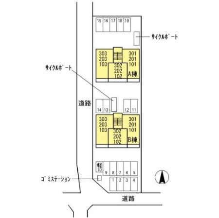 グロリアA棟の駐車場