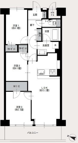 木場サニータウン（12階部分）／仲介手数料無料／内装新規フルリノベーションの間取り