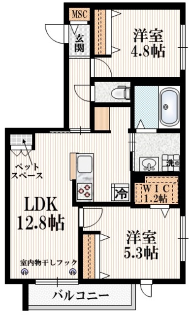 リーブル御幸町の間取り|★２面採光角部屋・南向き★