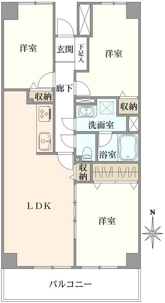 東陽町ガーデニアB棟（7階部分）／内装新規リノベーション／仲介手数料無料の間取り