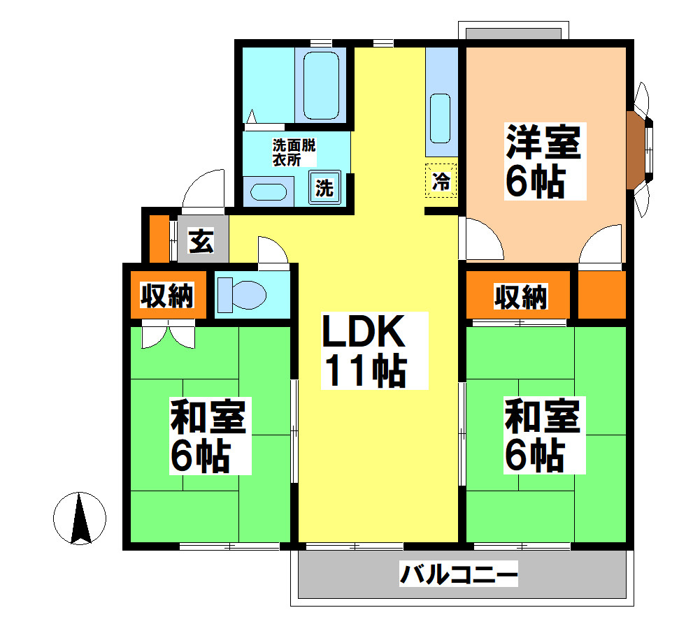武蔵野市境２丁目のアパートの間取り