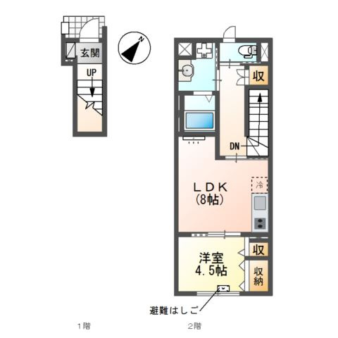 仮）日野市落川アパート新築工事の間取り