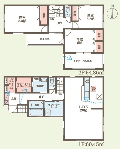 ●奈良市紀寺町　第3期　新築一戸建ての間取り|1号地
