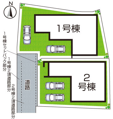 ●17(土)18(日)現地案内可能！ 奈良市紀寺町　第3期　新築一戸建ての区画図|全2区画