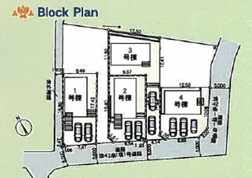 【仲介手数料０円】厚木市中荻野第3　新築一戸建て　全4棟の区画図|厚木市中荻野第3　新築一戸建て　全4棟