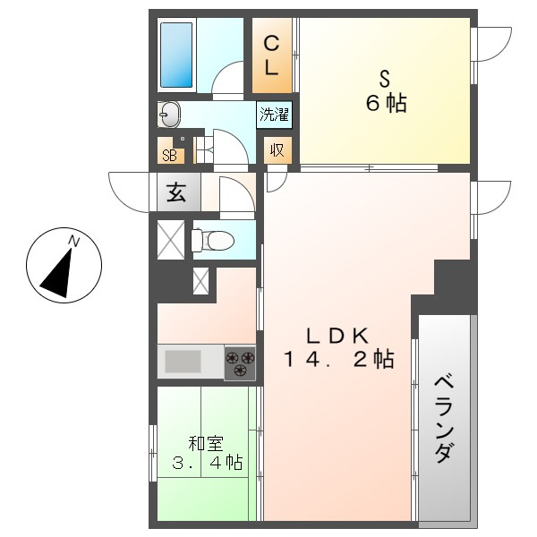 名古屋市瑞穂区膳棚町１丁目の賃貸マンションの間取り