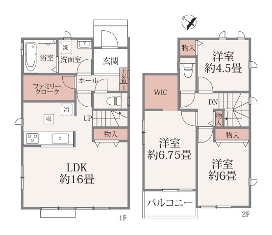 S・福岡市南区弥永3丁目第1-3棟（3号棟）の間取り|全居室収納付きで便利です。