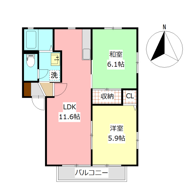 エム・コート富合　Ⅱ棟の間取り