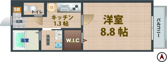 【間取り】 | ヴィヴィエンダミー | 1Kのお部屋。