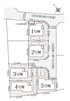 【区画図】 | 秦野市戸川 2号棟 2期 | ２号棟　南東・南西角地　南東側4.5m道路　南西側4.5m道路　カースペース３台（車種による）