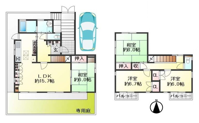神戸市西区学園東町6丁目　中古戸建の間取り