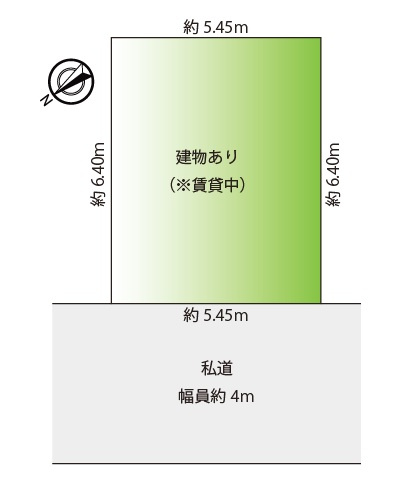 中古｜富士見市貝塚２丁目の区画図|私道幅員約4ｍ