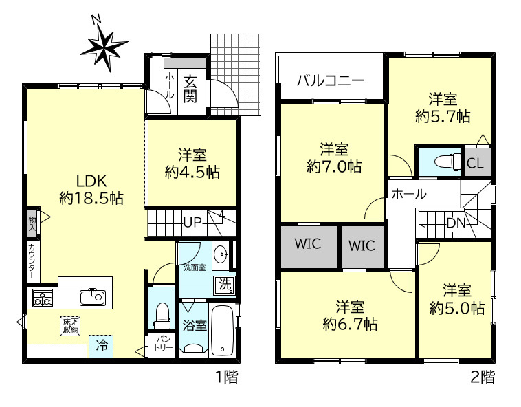 明石市大久保町松陰山手新築戸建２号棟の間取り