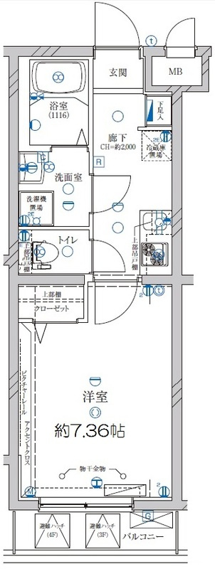 板橋区赤塚新町２丁目の賃貸マンションの間取り