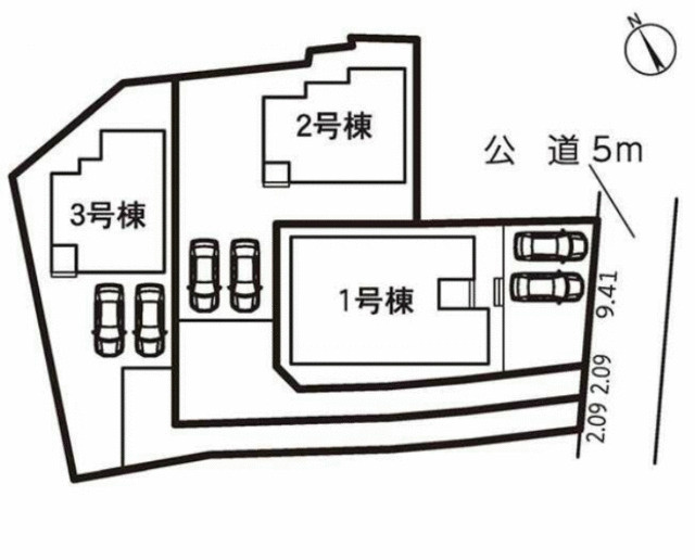 駿東郡小山町菅沼の新築一戸建の区画図|敷地内区画図　1号棟