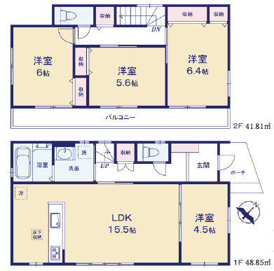草加市原町1丁目 築後未入居住宅の間取り