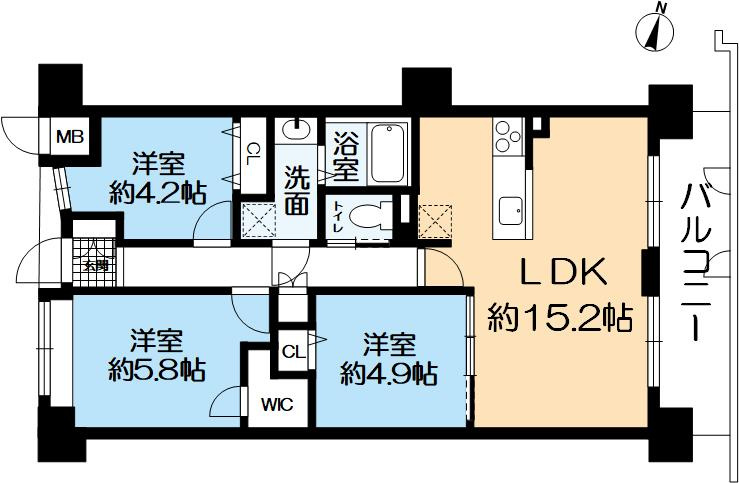 グランドメゾン三宮の間取り|専有面積69.30㎡！
広さを活かしたゆとりのある間取りで、家具の配置もしやすく、家族それぞれが快適に暮らせる住空間です。