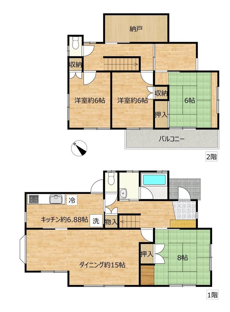 日高市武蔵台１丁目　中古戸建の間取り