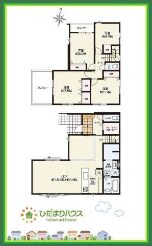 常陸大宮市栄町1期　新築戸建　4号棟の間取り|リビング階段は、家族が自然と顔を合わせらるので、コミュニケーションUP！！