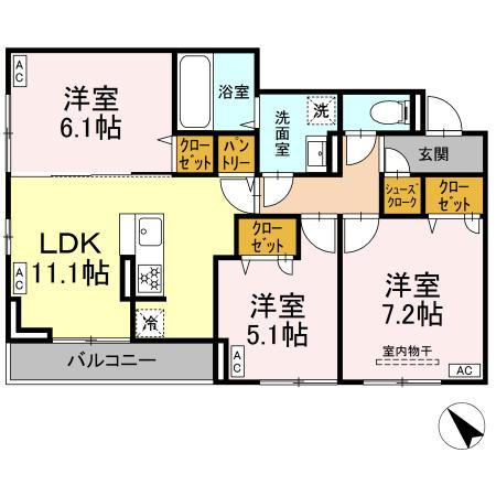 【間取り】 | D-ROOM都賀2丁目ⅡｰA棟