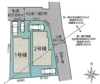 【区画図】 | 大津市弥生町8-4　新築分譲