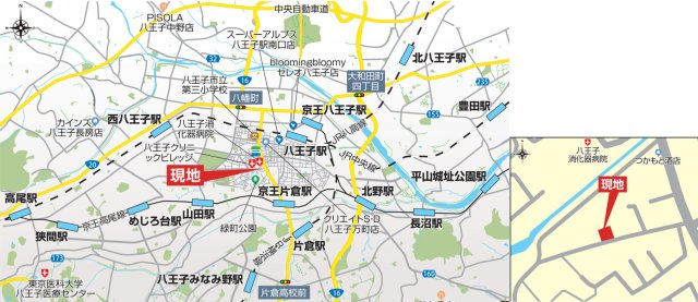 『八王子市新築戸建て』八王子市万町65-7【仲介手数料無料】　の地図|～仲介手数料無料☆八王子ひなた不動産～八王子市万町　新築戸建て