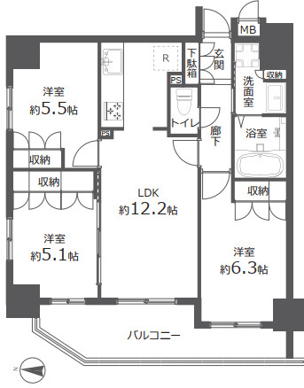 アイディコート所沢ブリエ 中古マンション 9階の間取り